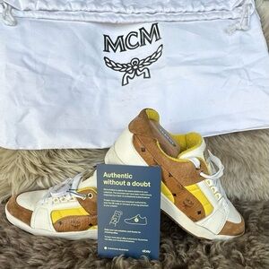 MCM Men's White and Yellow Sneakers US 11.